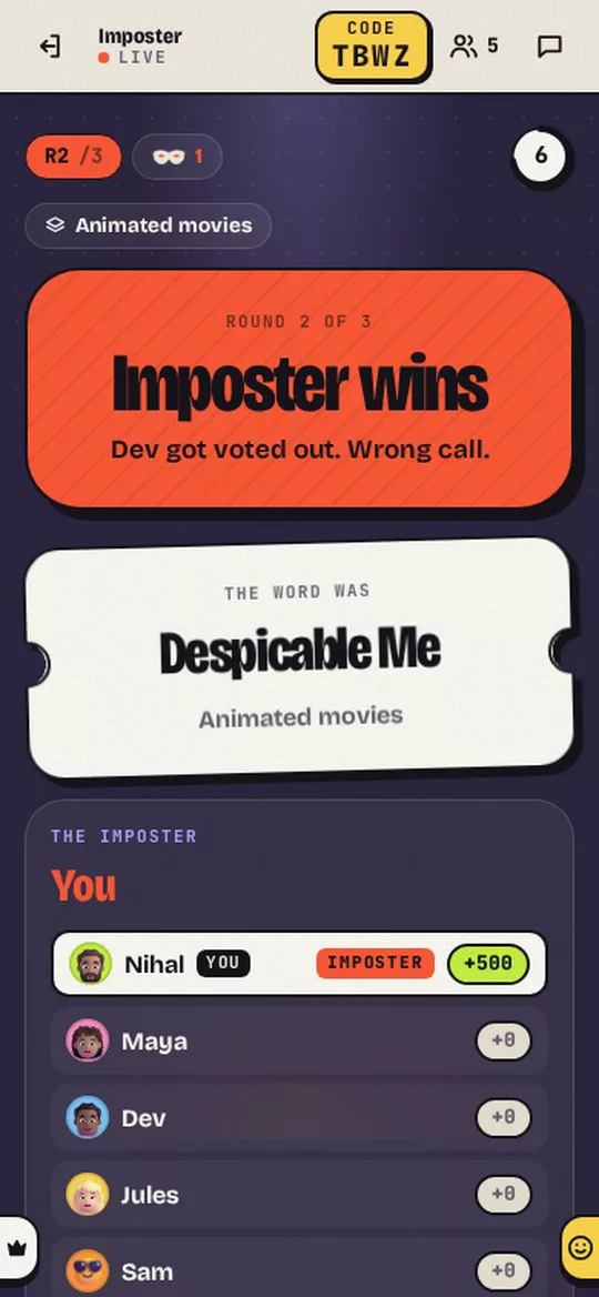 IYKYK Games, Imposter: Dev got voted out, wrong call, and the imposter was you